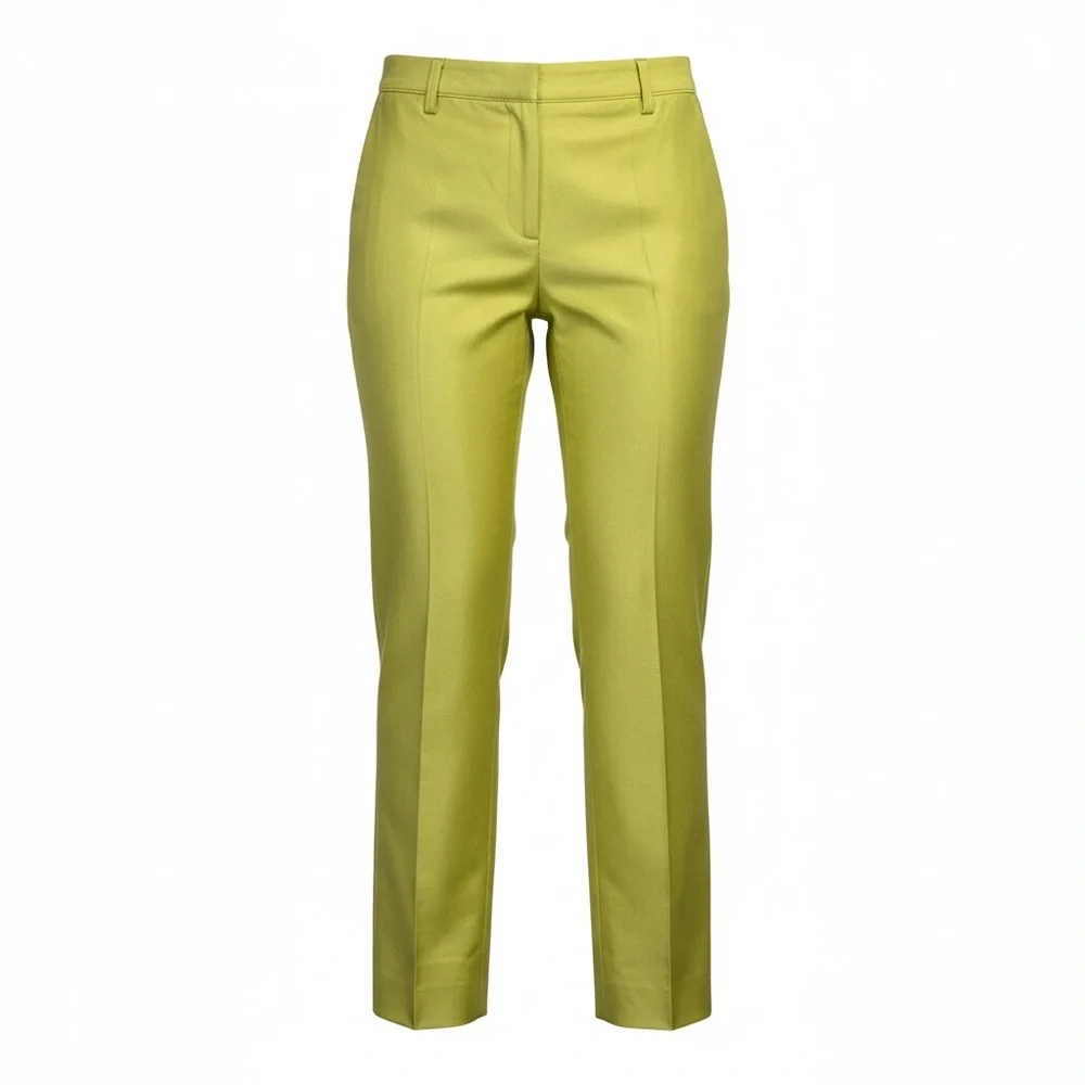 VALENTINO Mikado Silk Blend Pants Chartreuse Yellow Green IT40 US4 NWT ⚪️ - Picture 3 of 14